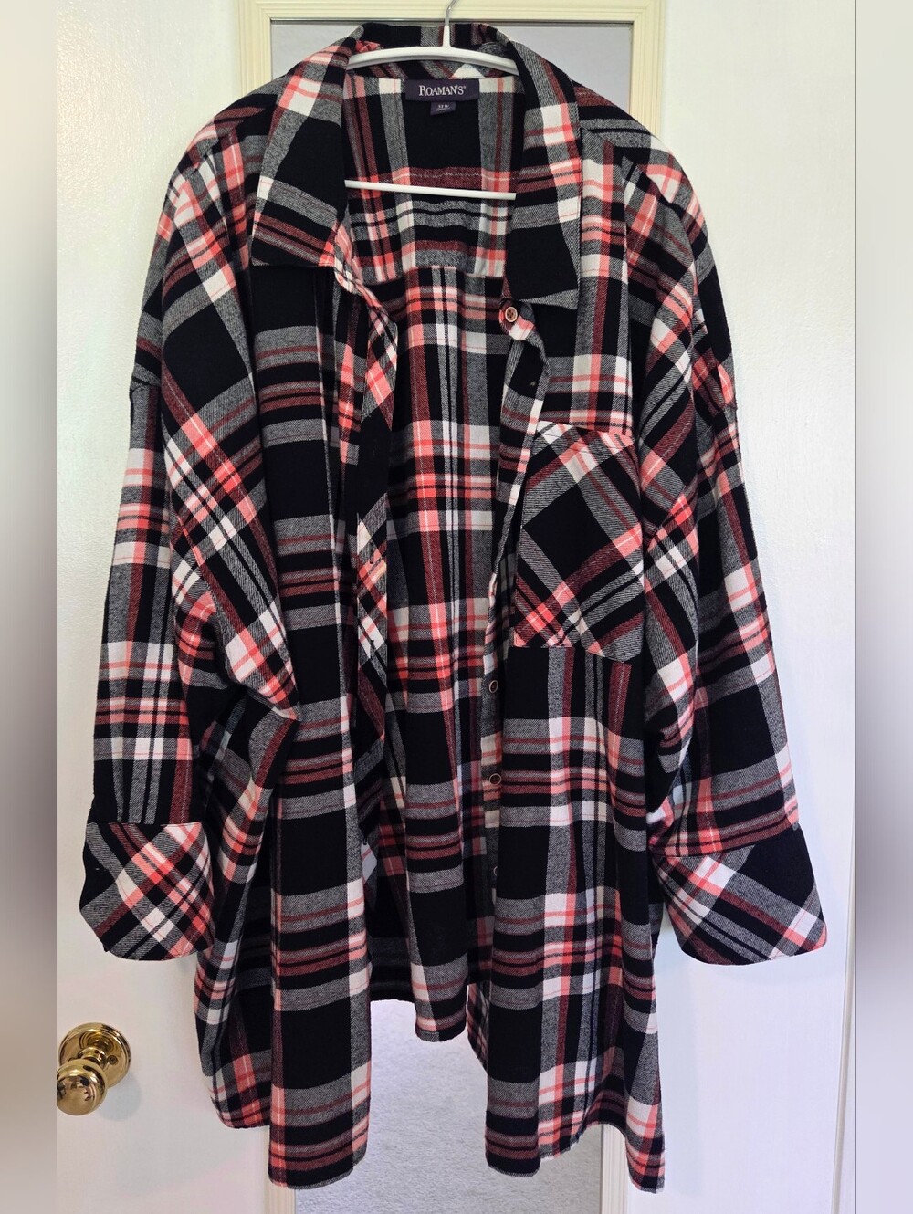Roaman's Women's Button Front Shirt With 3/4 Sleeves Plus Size 32W